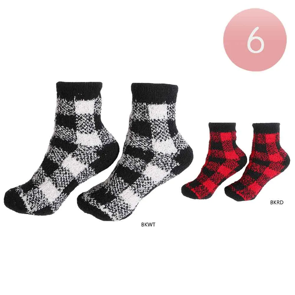 6pairs Buffalo Check Socks