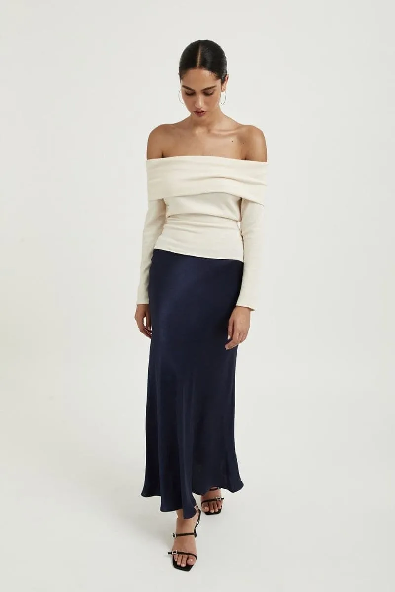 ADELE NIGHT BLUE MIDI SKIRT