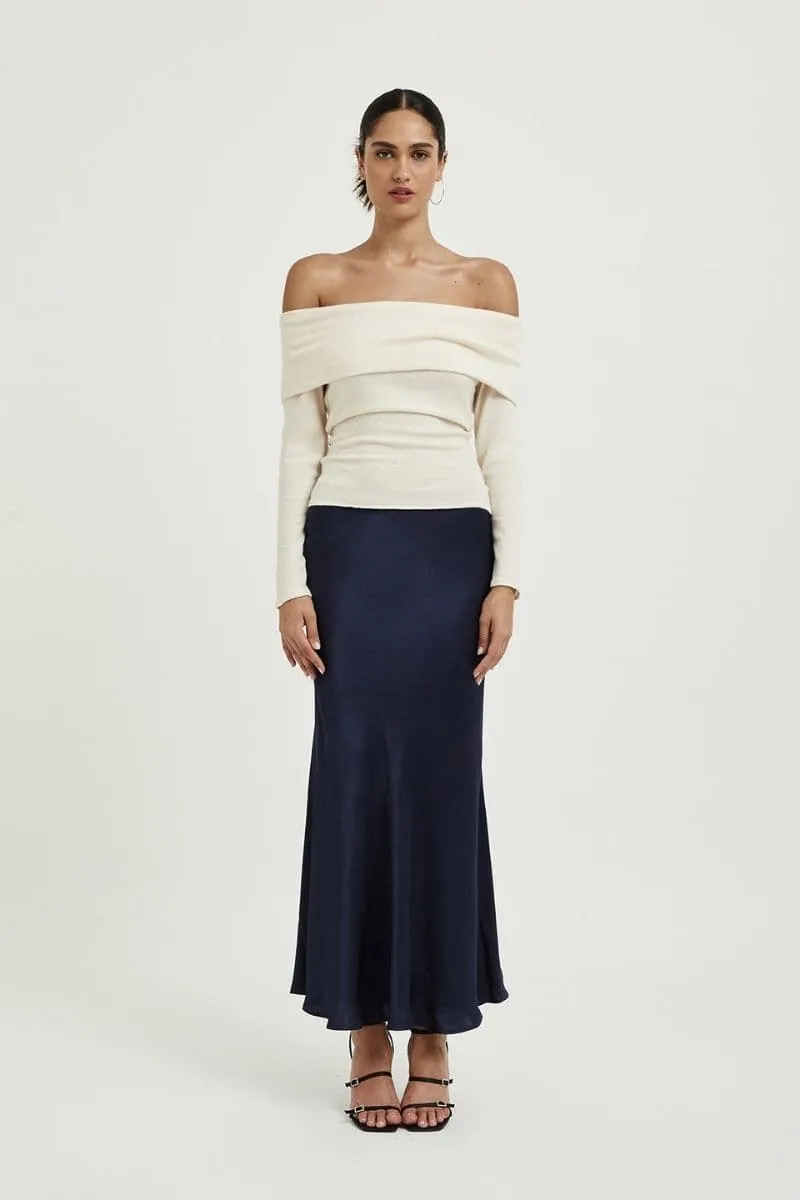 ADELE NIGHT BLUE MIDI SKIRT