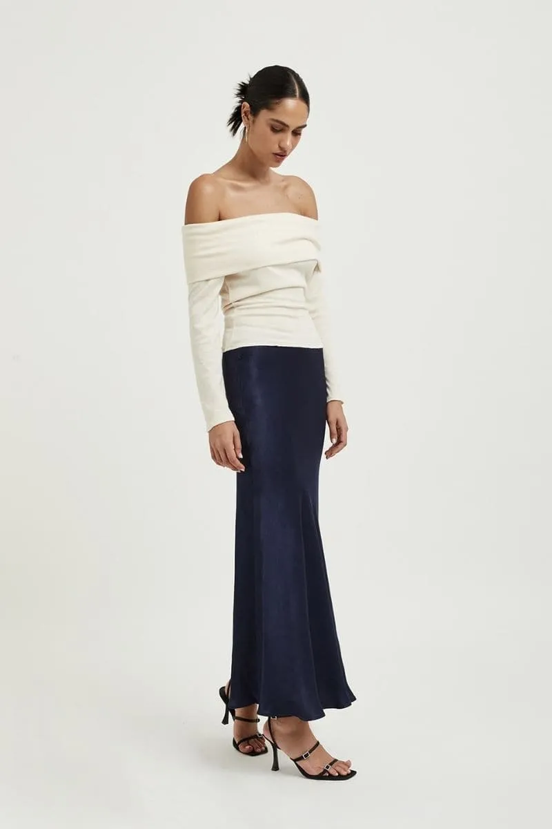 ADELE NIGHT BLUE MIDI SKIRT