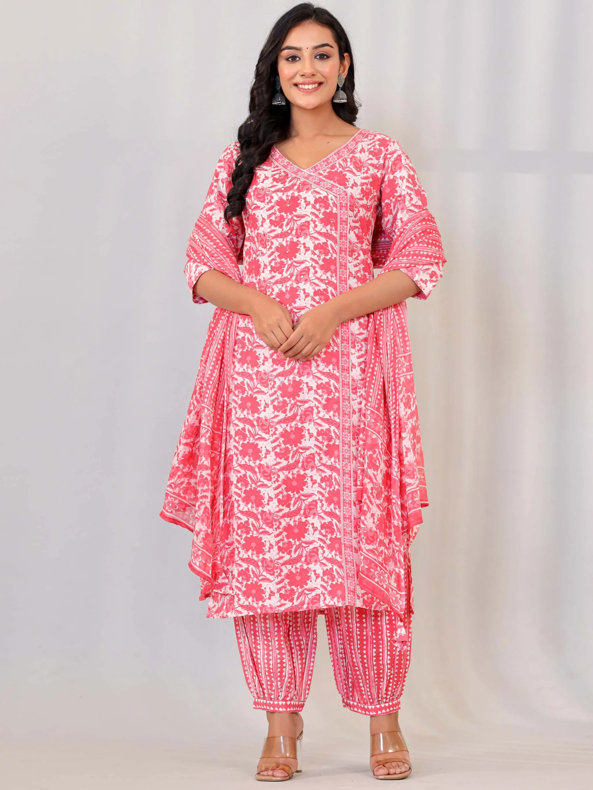 Angrakha Cotton Printed Suit Set