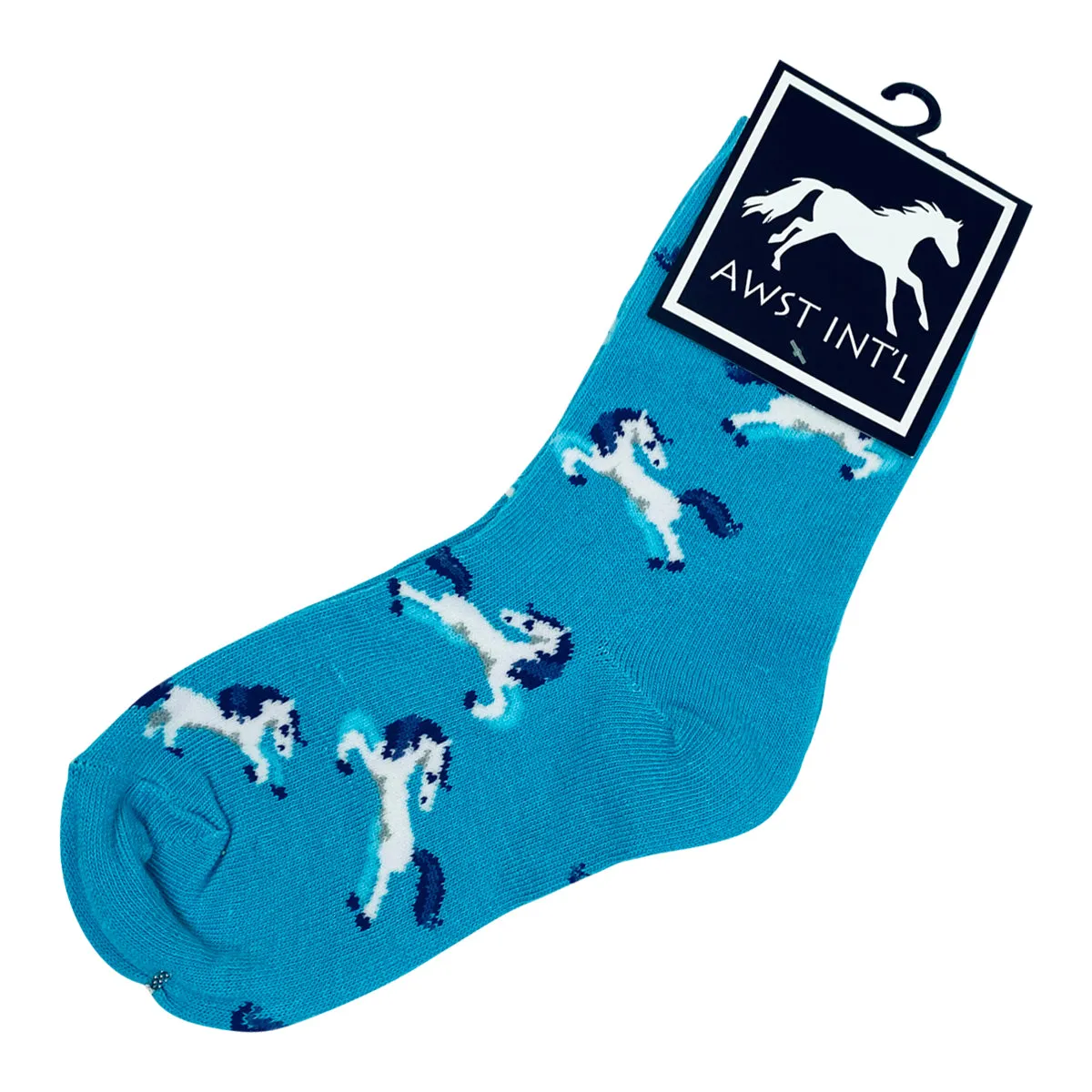 AWST Int'l Snaffle Bits Crew Socks in Blue - Children's 5-6