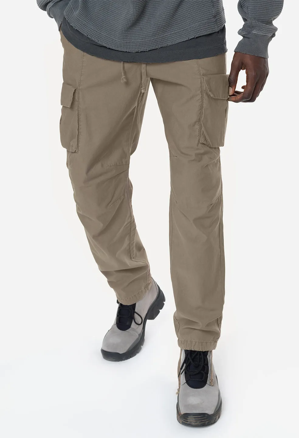 Back Sateen Cargo Pants / Tan