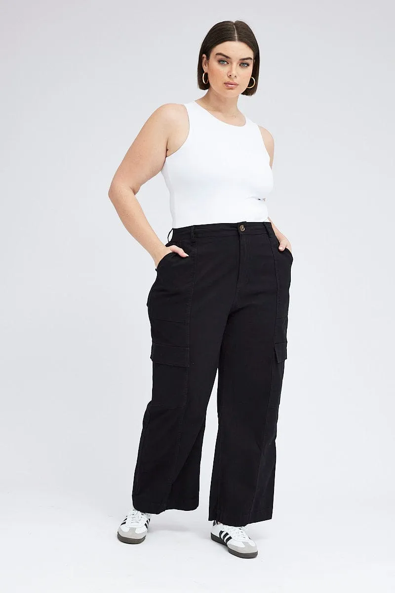 Black Cargo Pants High Rise