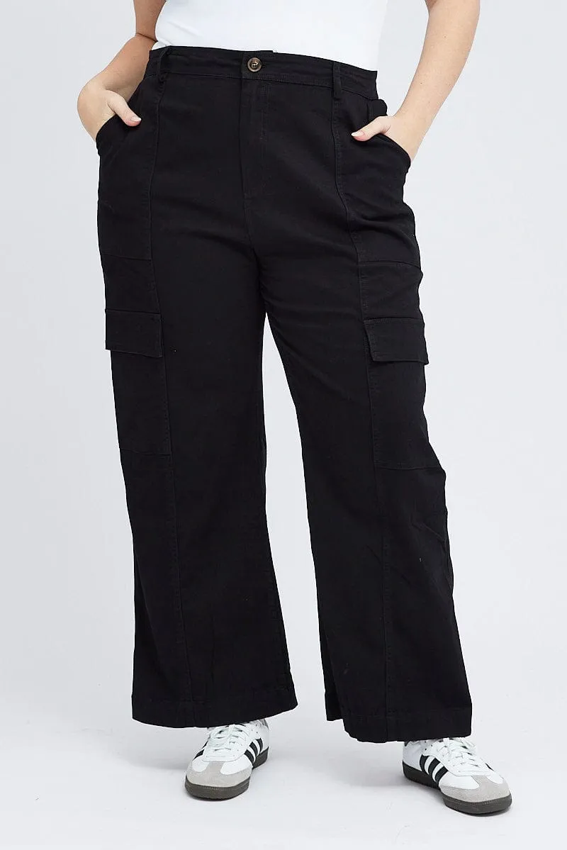 Black Cargo Pants High Rise