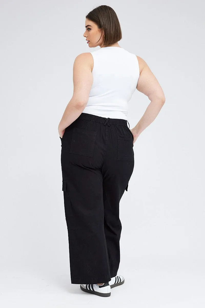 Black Cargo Pants High Rise