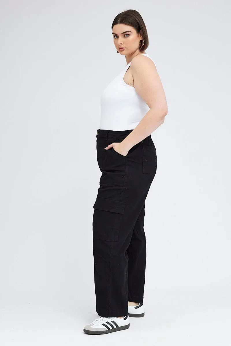 Black Cargo Pants High Rise