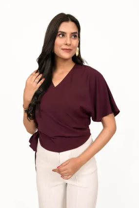 Burgundy Wraparound Crop Top