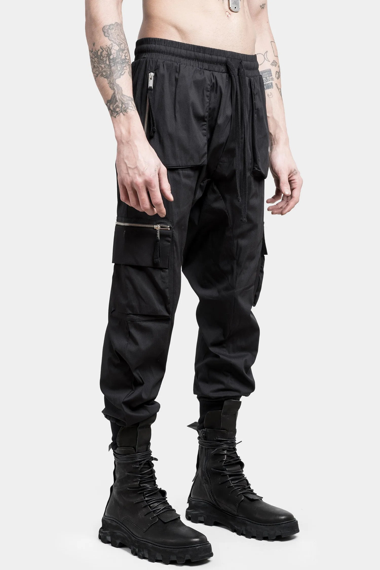 Cargo zip pocket pants, Black