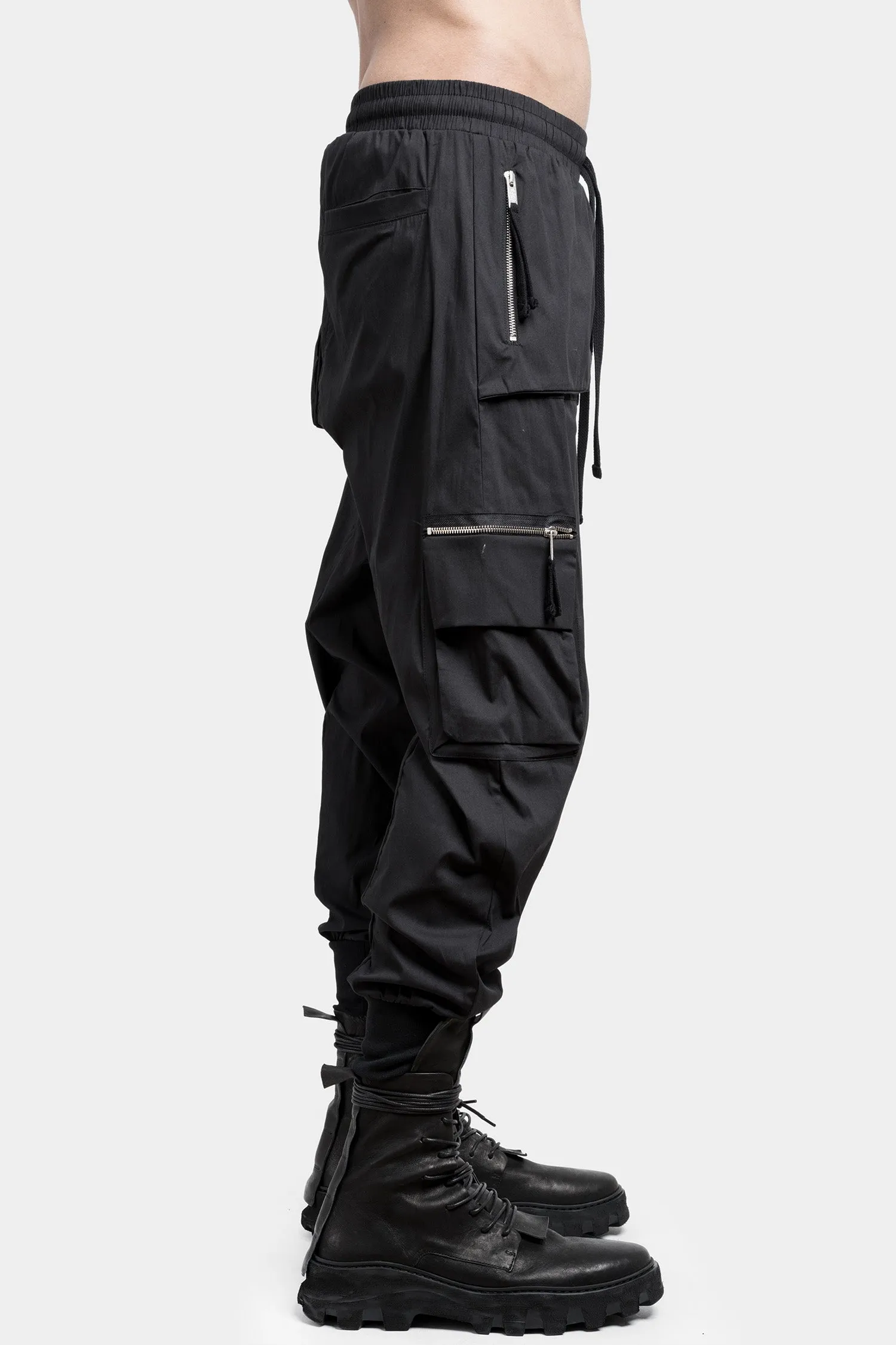 Cargo zip pocket pants, Black