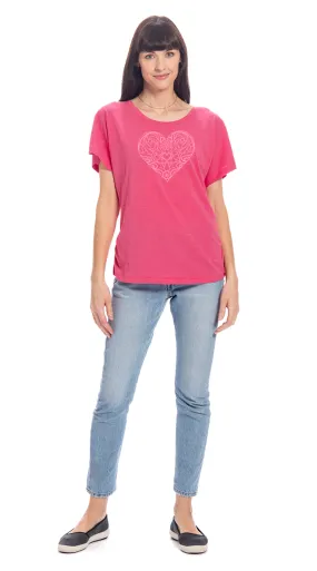 Cosmic Top - tea rose heart - organic cotton