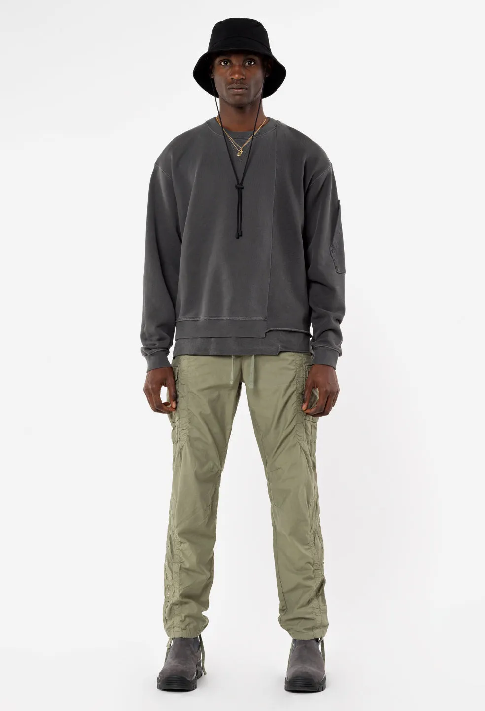 Cotton Poplin Frame Cargo Pants / Olive