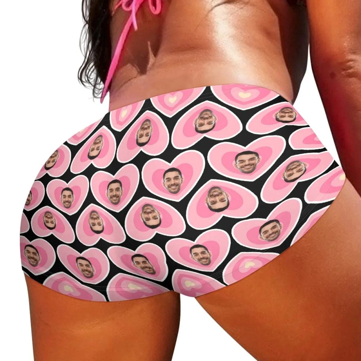 Custom Face Pink Heart Women Sexy Short Pants Comfortable Fashion Gym Sport Daily Shorts Bottom