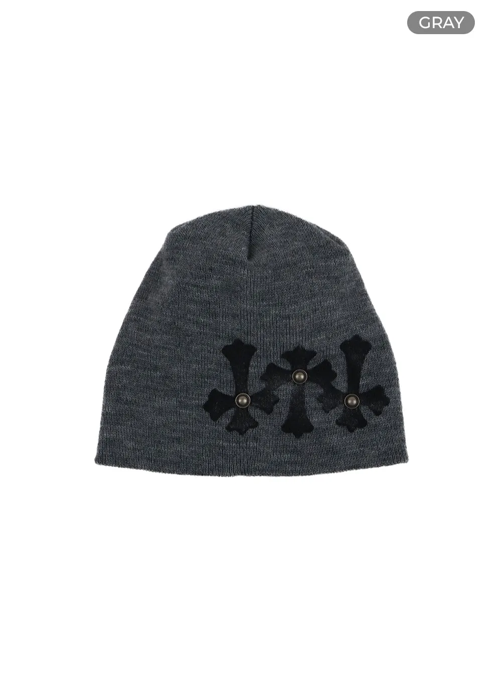 Dark Grunge Stud Graphic Beanie CF428