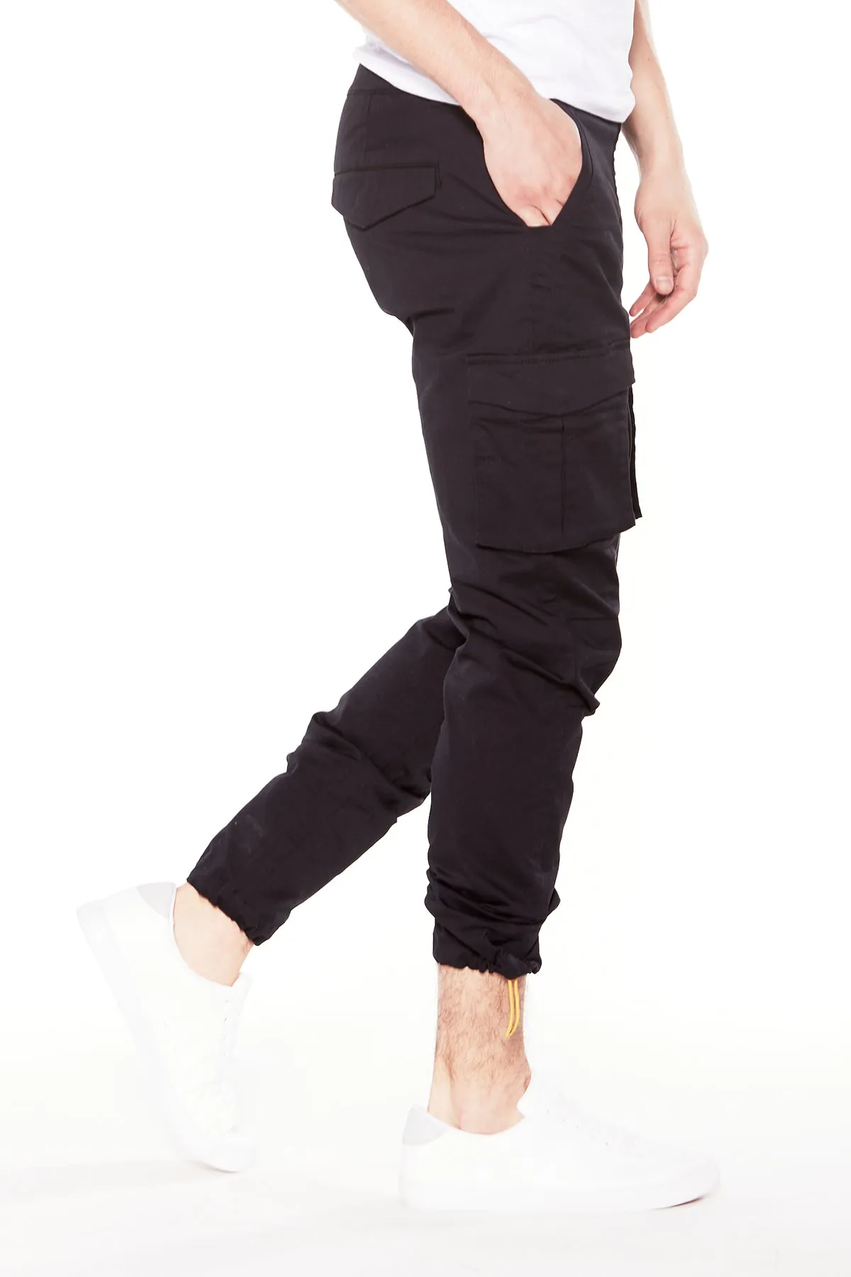 DEAN -  Slim Fit Cargo Chinos (Convertible Joggers) -  Black