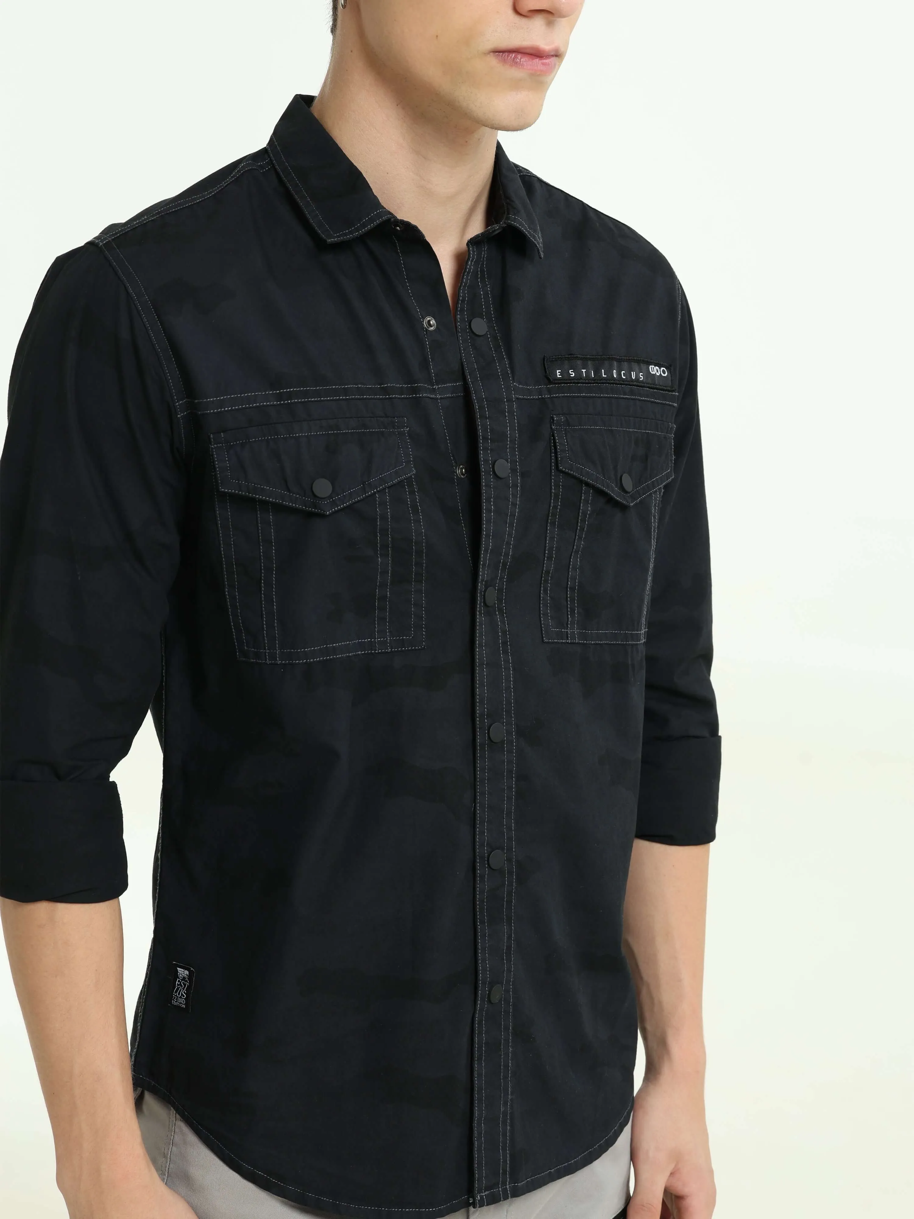 ETLS/72 Camo Cargo military black shirt