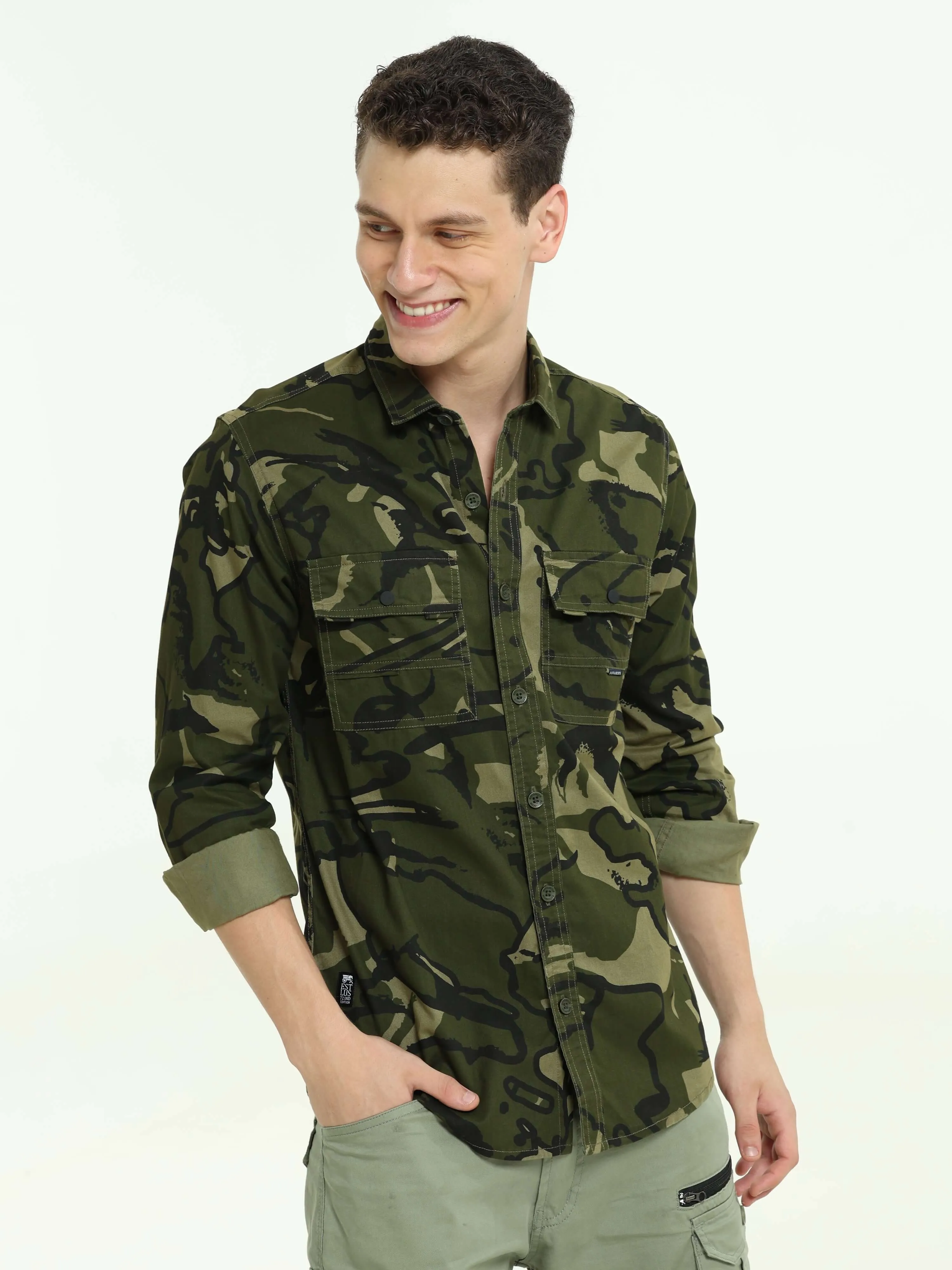 ETLS/72 Camo Cargo military green shirt