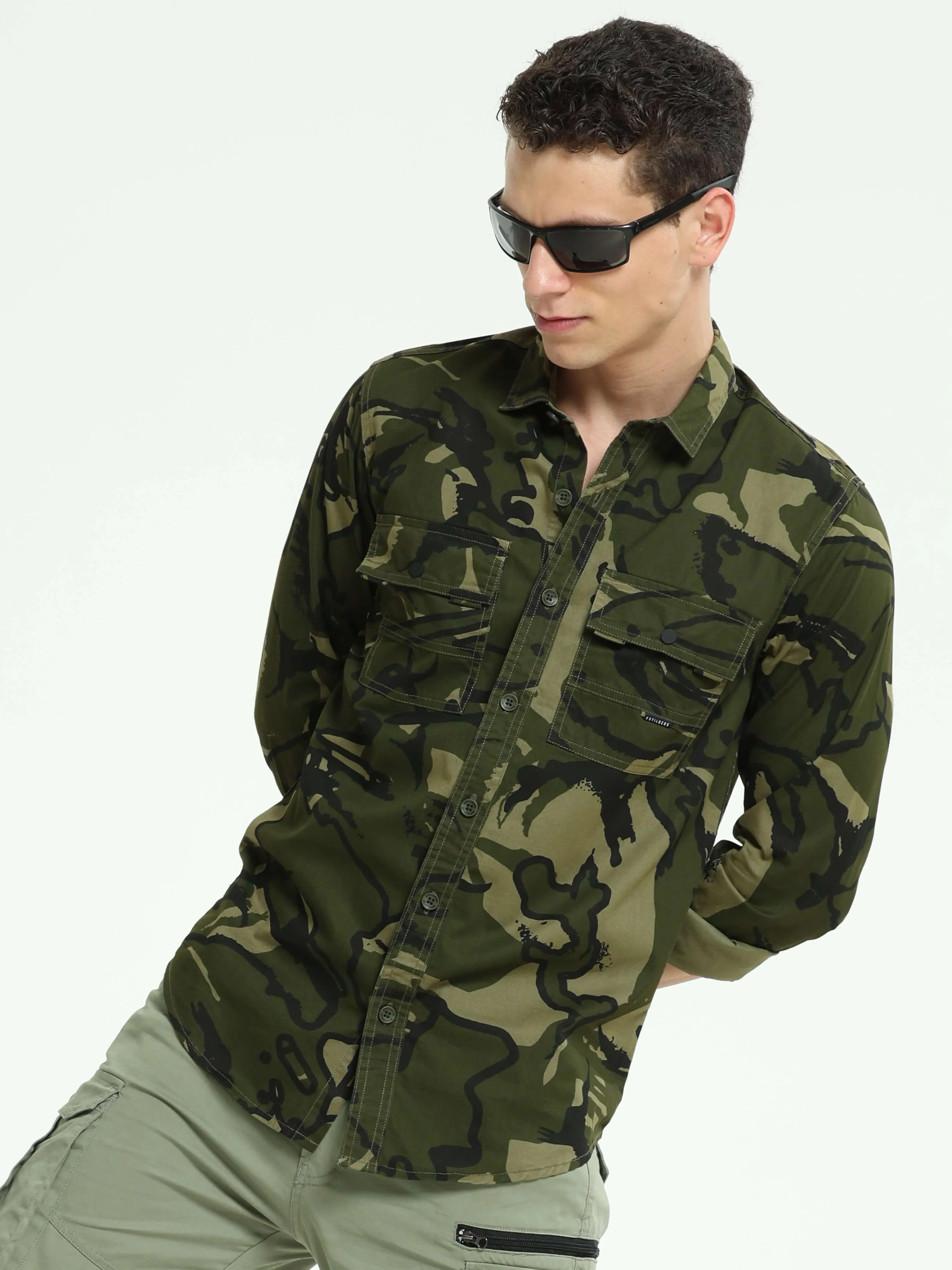 ETLS/72 Camo Cargo military green shirt