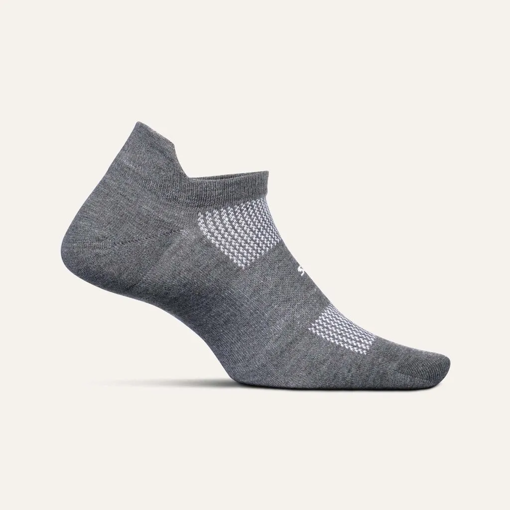 Feetures High Performance Ultra Light No Show Tab Socks - Heather Grey