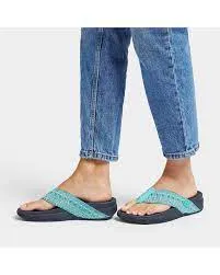 Fit Flop Surfa Geo Webbing Toe Post Sandal GA5-A51 Tahiti Blue/Navy Combo