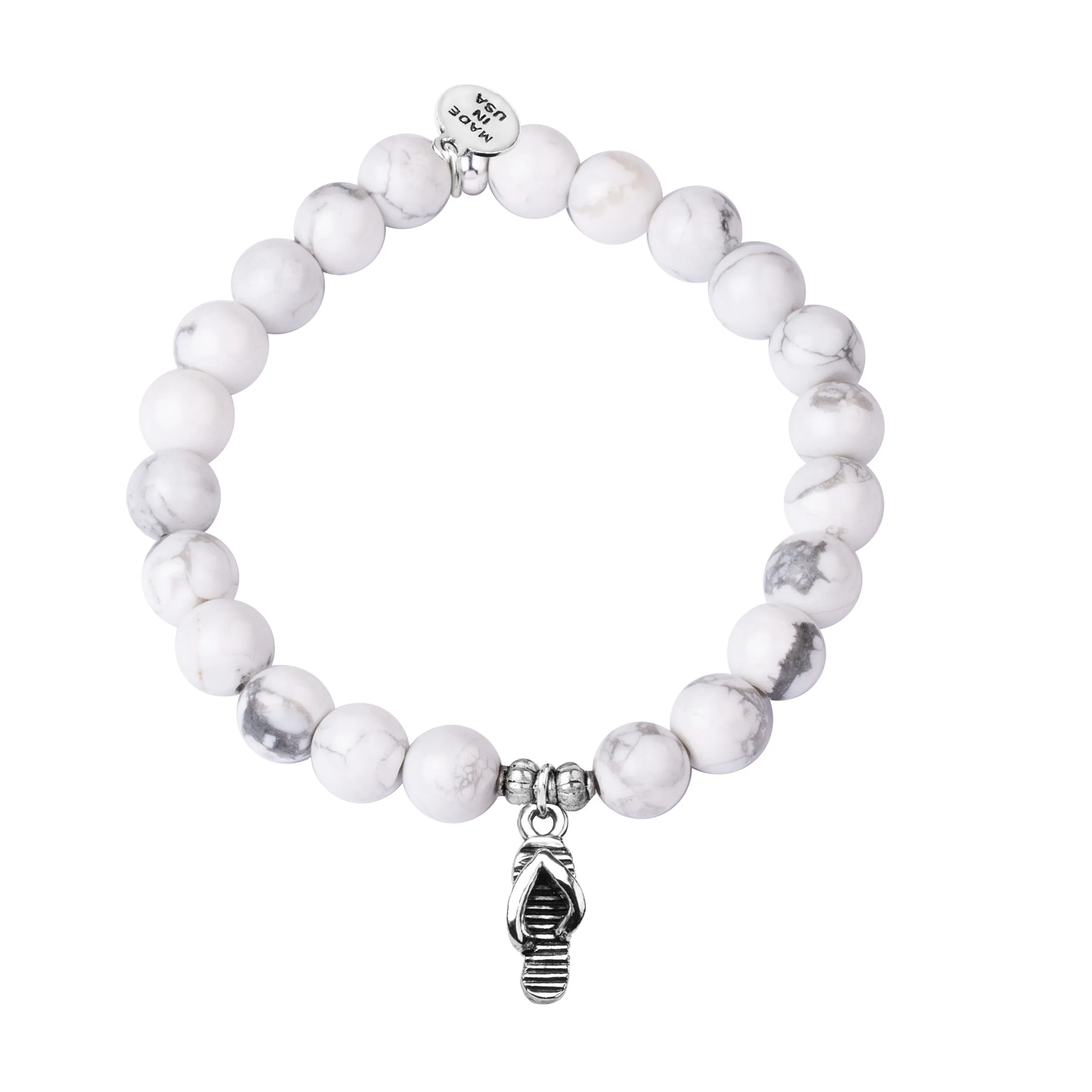 Flip Flop | Stone Beaded Charm Bracelet | Howlite - Calmness