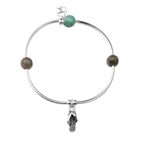 Flip Flop | Soft Bangle Charm Bracelet | African Turquoise