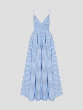 Gathered Peplum Camisole Midi Dress in Sky Blue