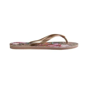 Havaianas Girls GS (Grade School) Slim Animal Floral Beige