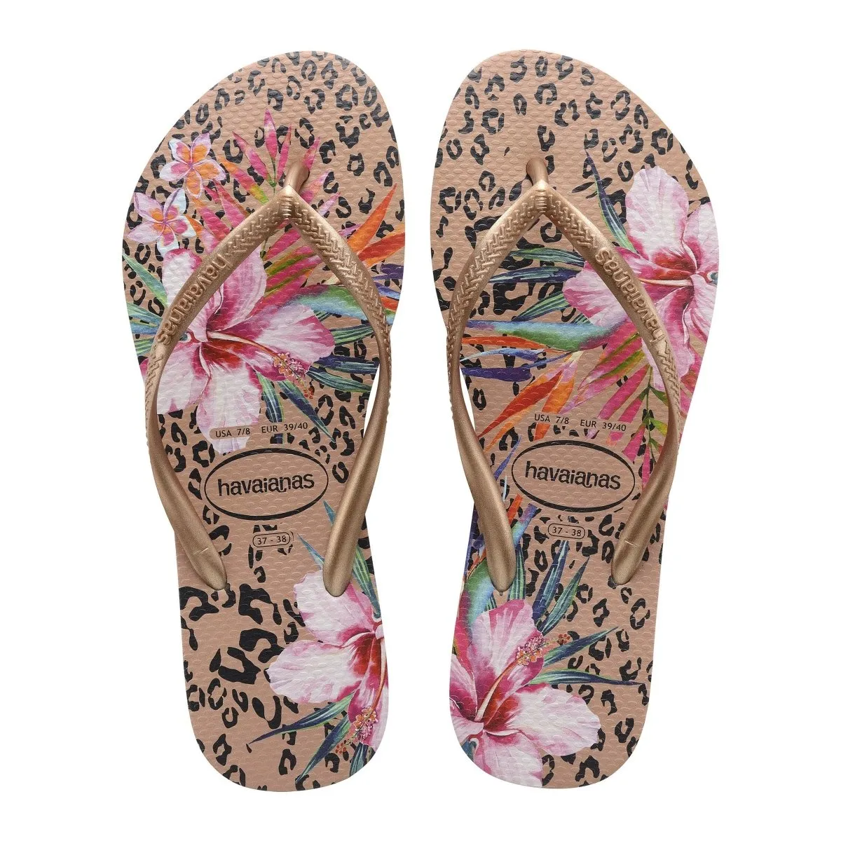 Havaianas Girls GS (Grade School) Slim Animal Floral Beige