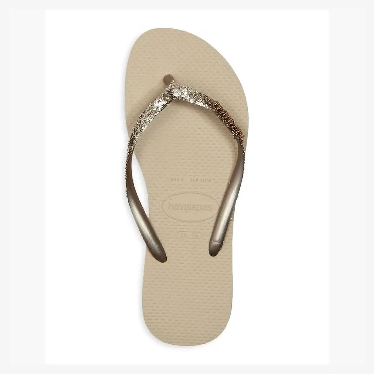 Havaianas Girl's GS (Grade School) Slim Glitter Sand/Grey