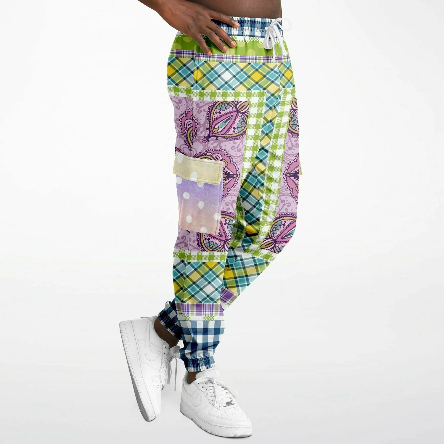 Kaleido-Scape Purple Plaid Unisex Cargo Sweats