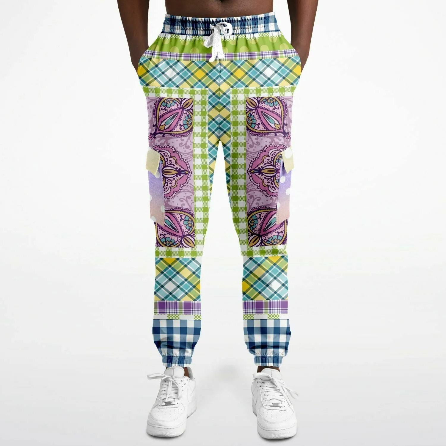 Kaleido-Scape Purple Plaid Unisex Cargo Sweats