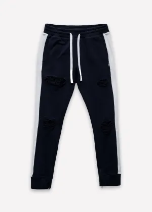 Konus Men's Side Strip French Terry Joggers in Navy