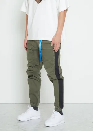 Konus Men's Woven Jogger with Tape in Olive