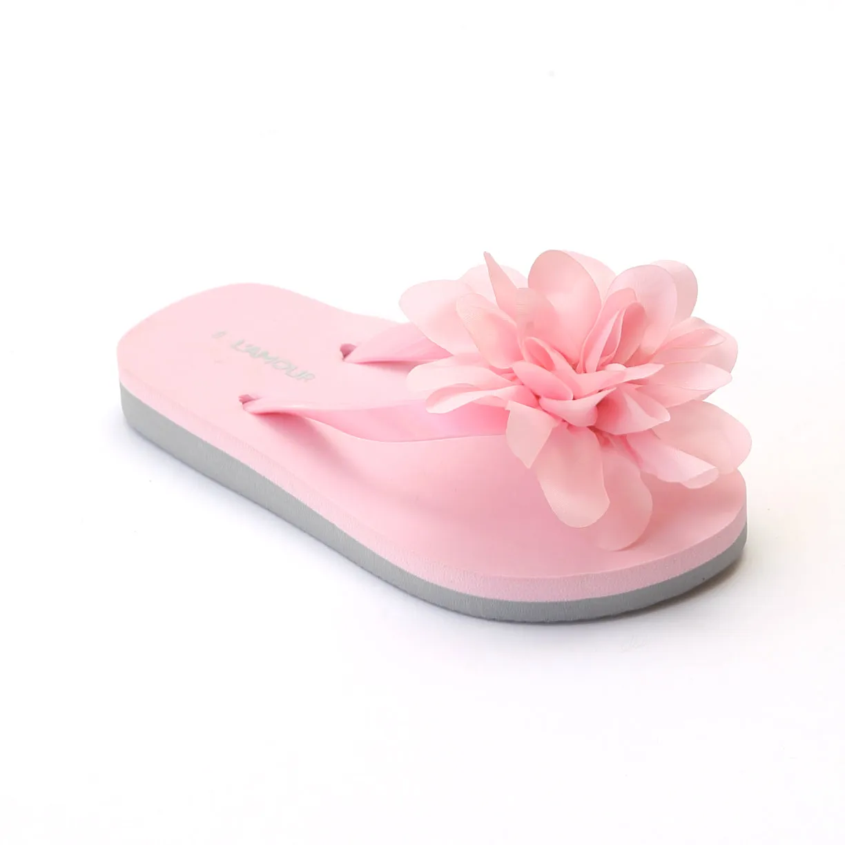 L'Amour Girls Organza Flower Flip Flops