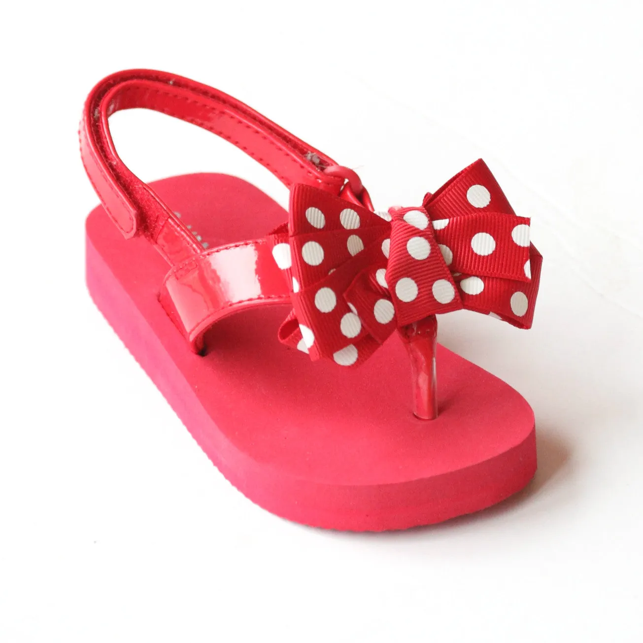 L'Amour Girls Polka Dot Bow Flip Flops