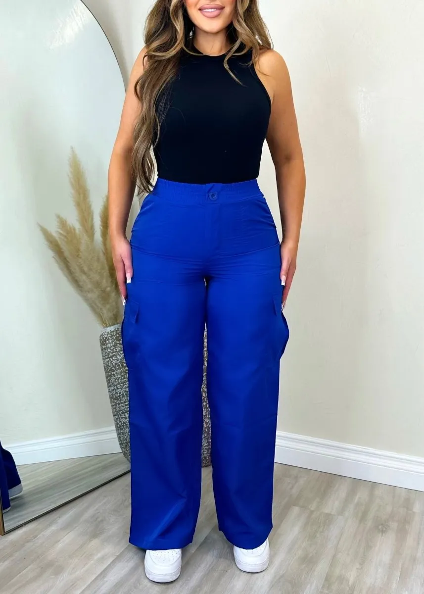 Let's Talk About It Cargo Pants Royal Blue