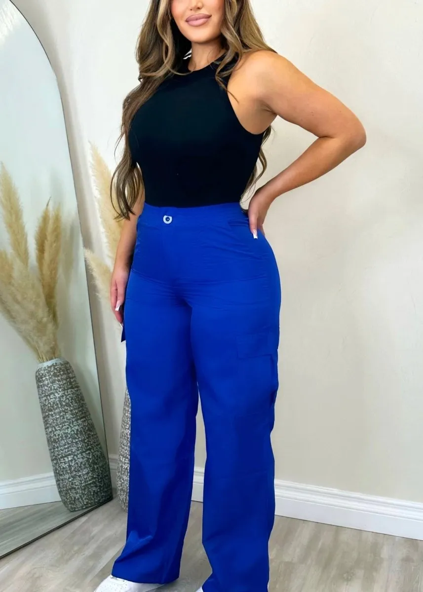 Let's Talk About It Cargo Pants Royal Blue