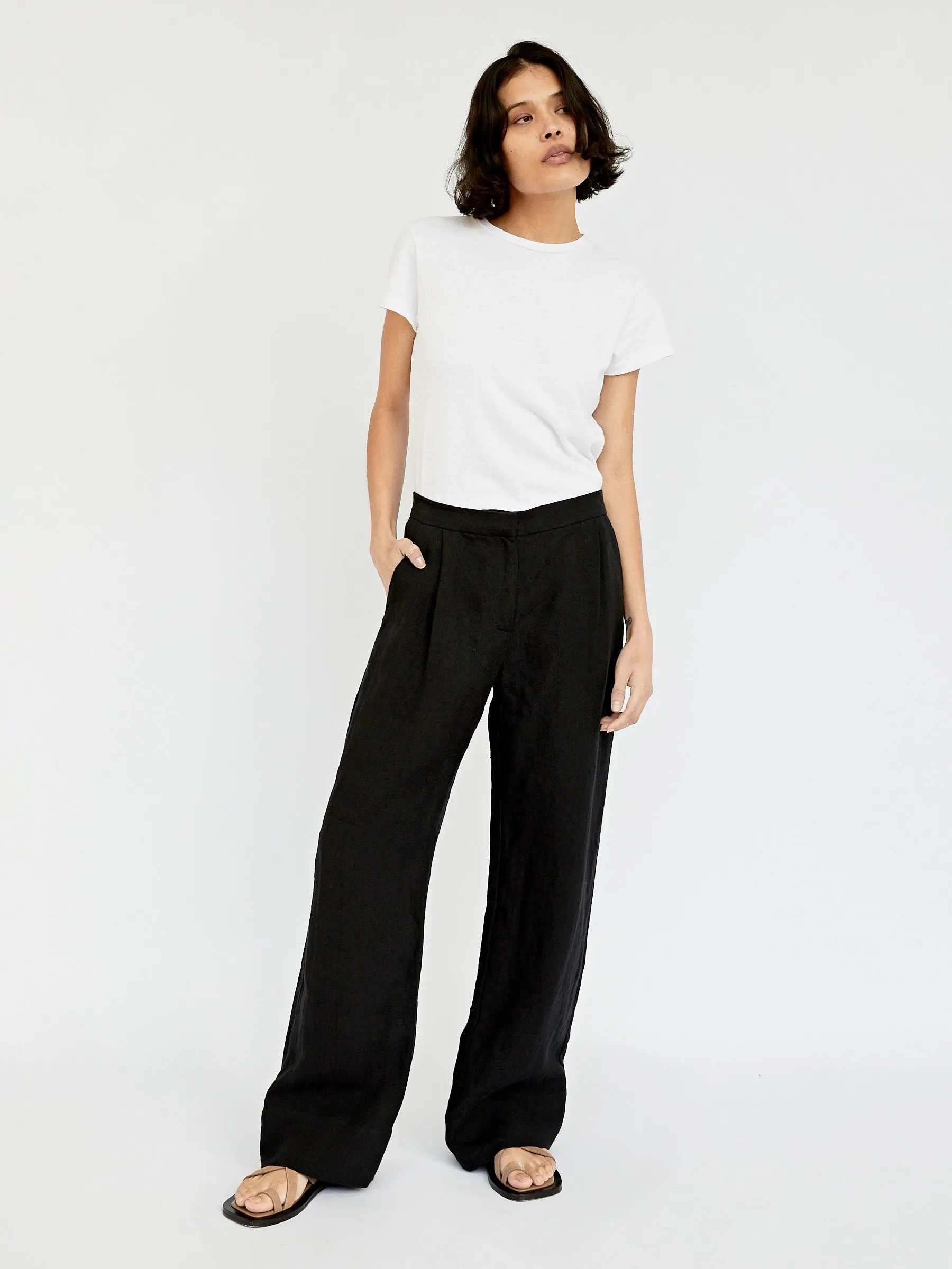 Linen Pleated Detail Trousers