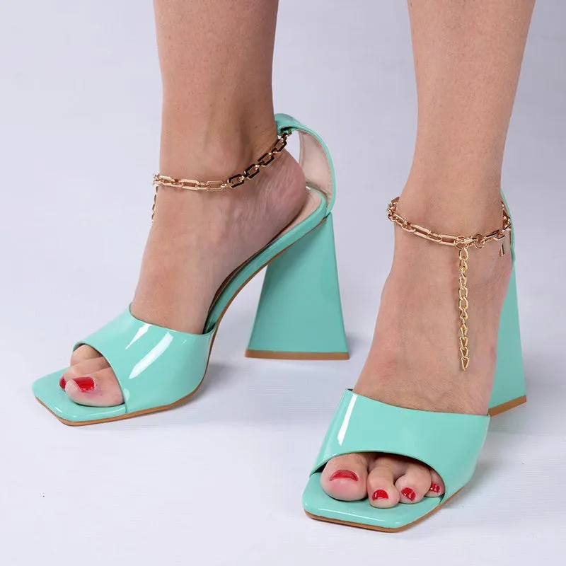 Madison Addison Ankle Chain Sandals - Green