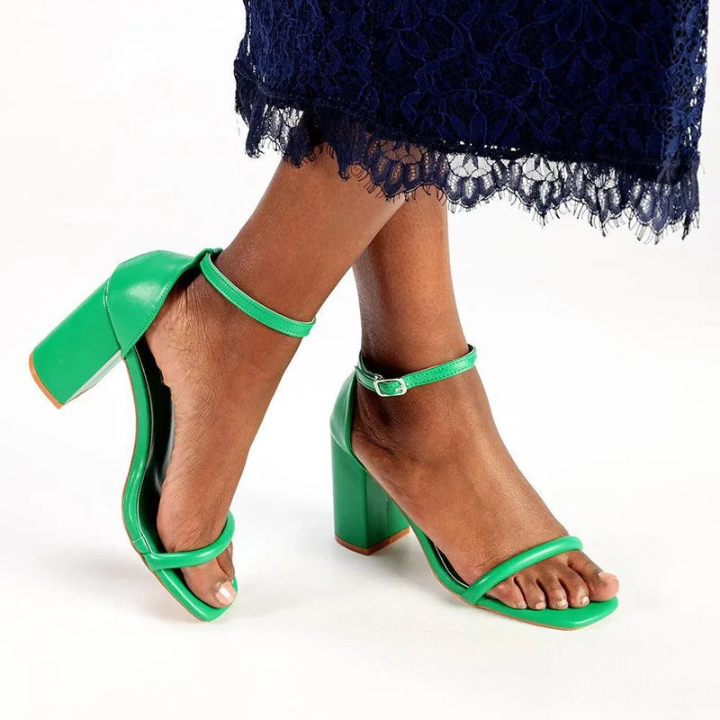 Madison Adriana Block Heel Sandals - Green