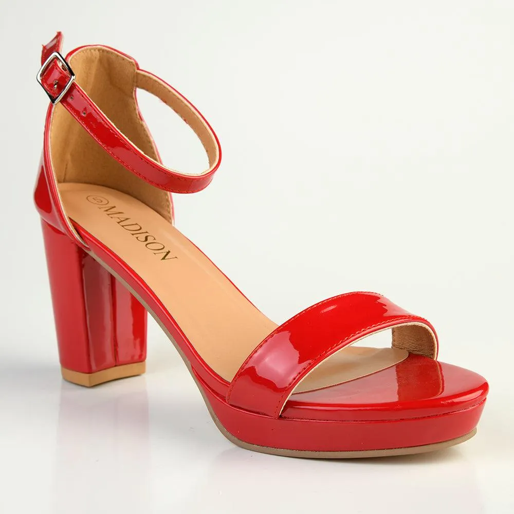 Madison Angie Closed Back Patent Platform Sandals - Red