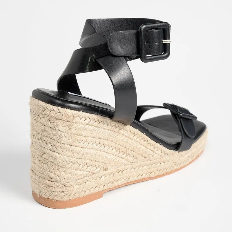 Madison Annabella Espadrille Wedge - Black