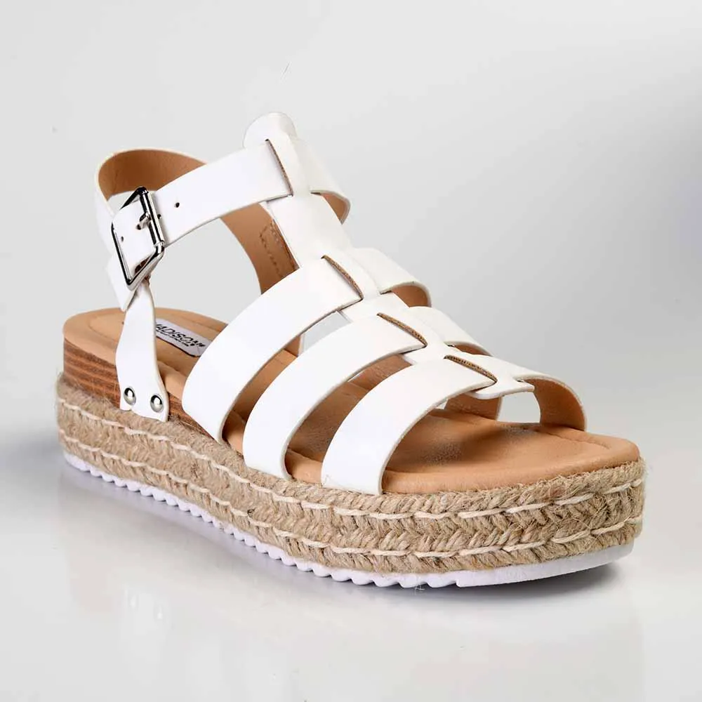 Madison Casablanca Strappy Espadrille Wedge Sandal - White