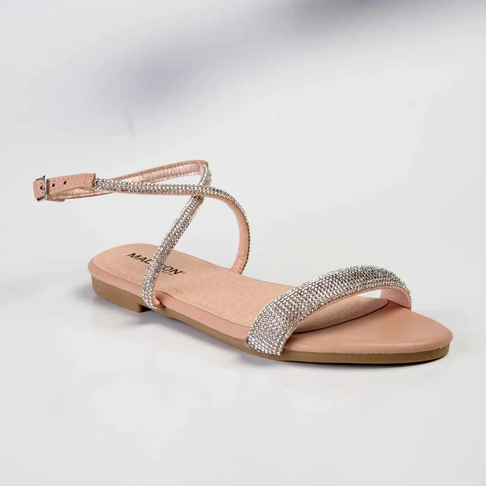 Madison Hillary Ankle Diamond Detail Sandal - Beige