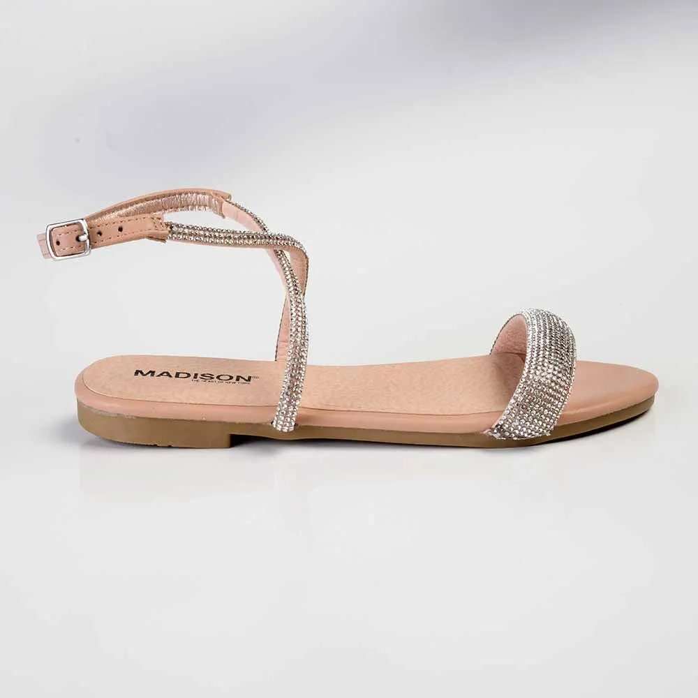 Madison Hillary Ankle Diamond Detail Sandal - Beige