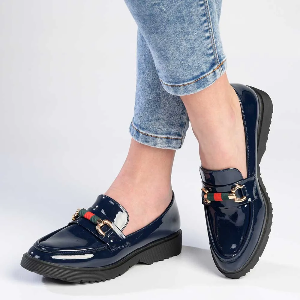 Madison Paxton Ladies Slip On Loafers - Navy