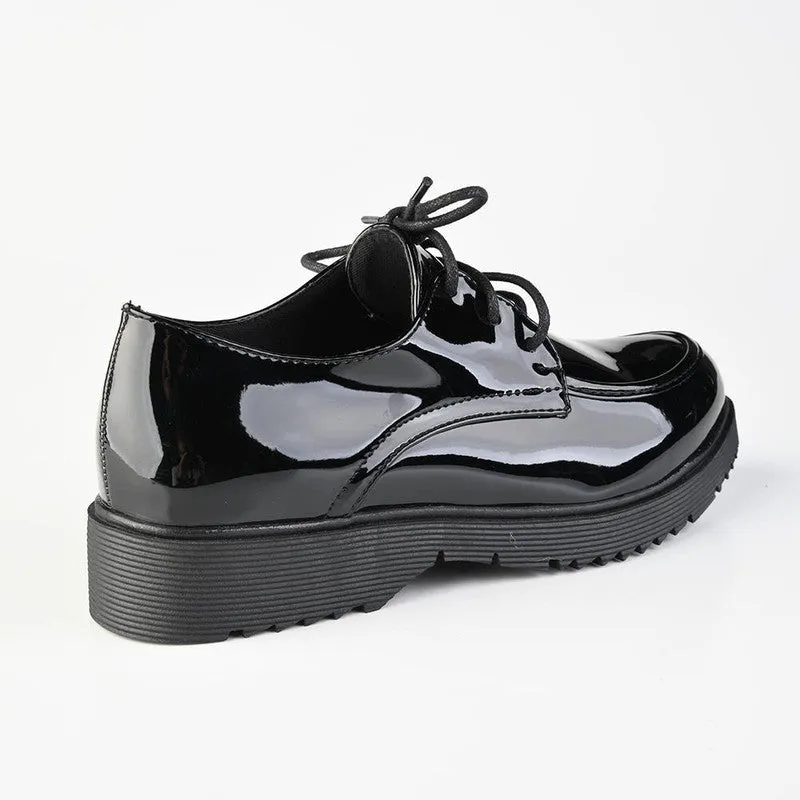 Madison Peggy Lace Up Boyfriend Shoe - Black