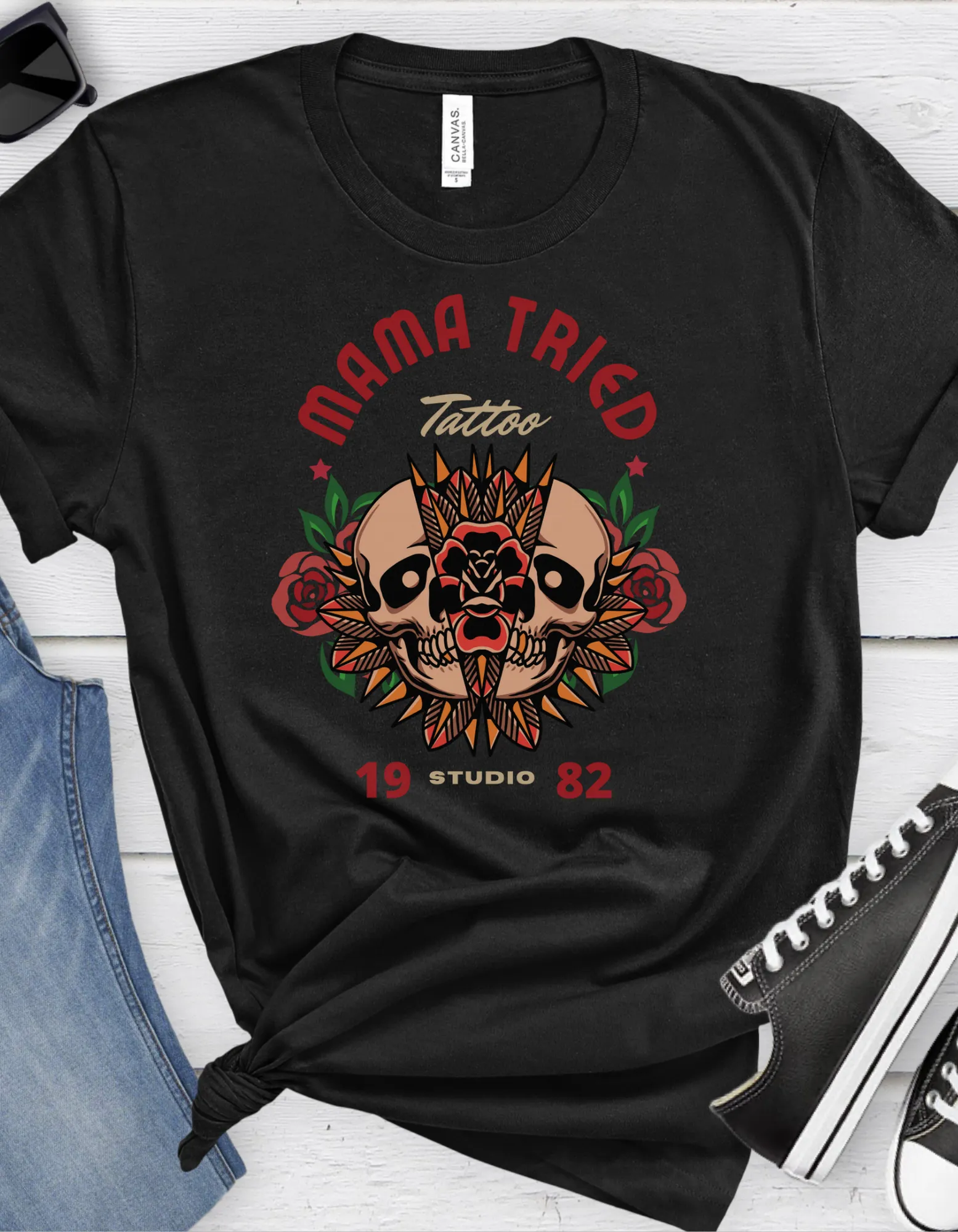 Mama Tried Tattoo T-shirt / Traditional Tattoo Tee Shirt / Punk Rock Clothing Tshirt Rockabilly Psychobilly Freak Goth