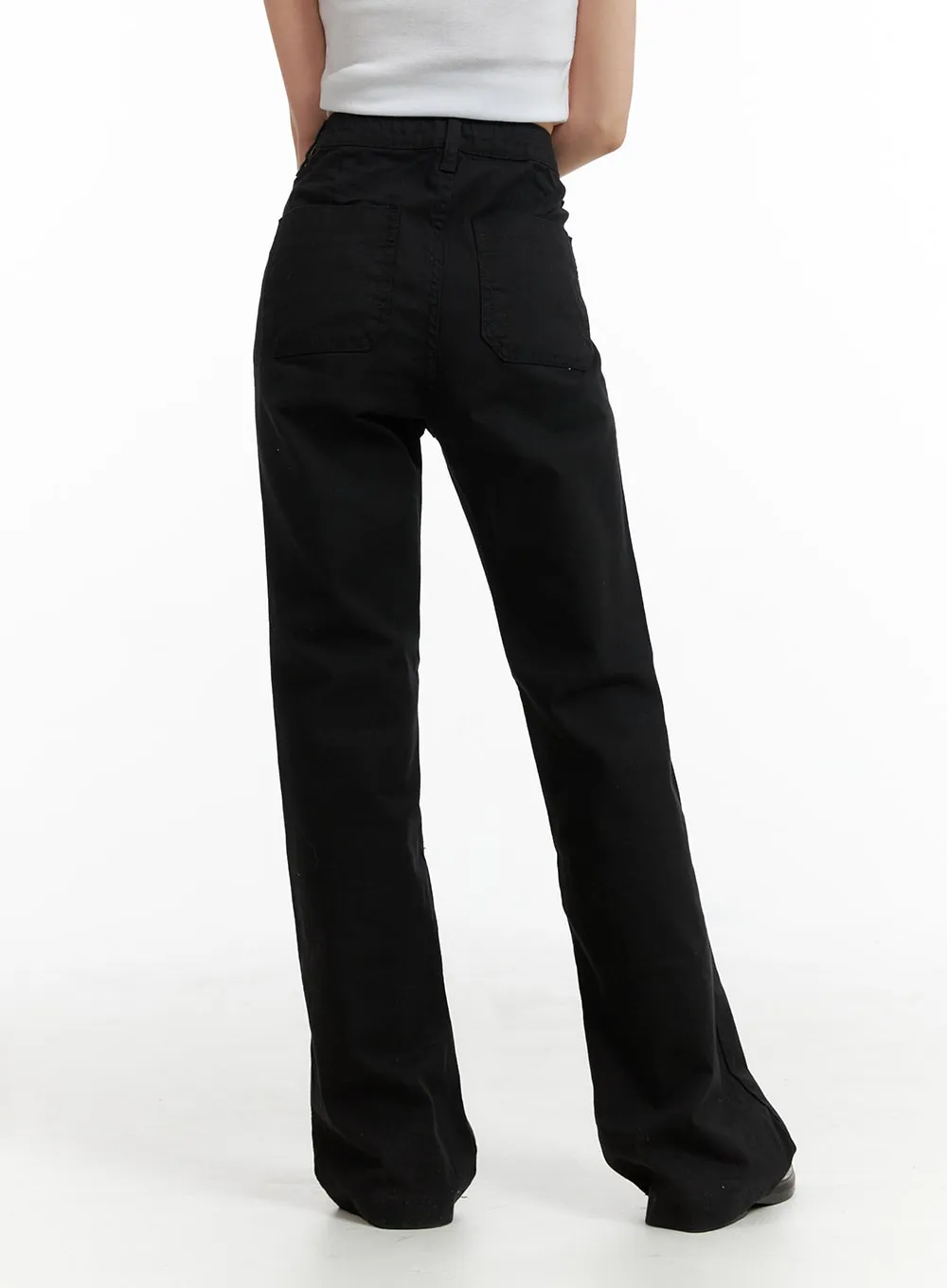 Mid Waist Button Flared Trousers IF408